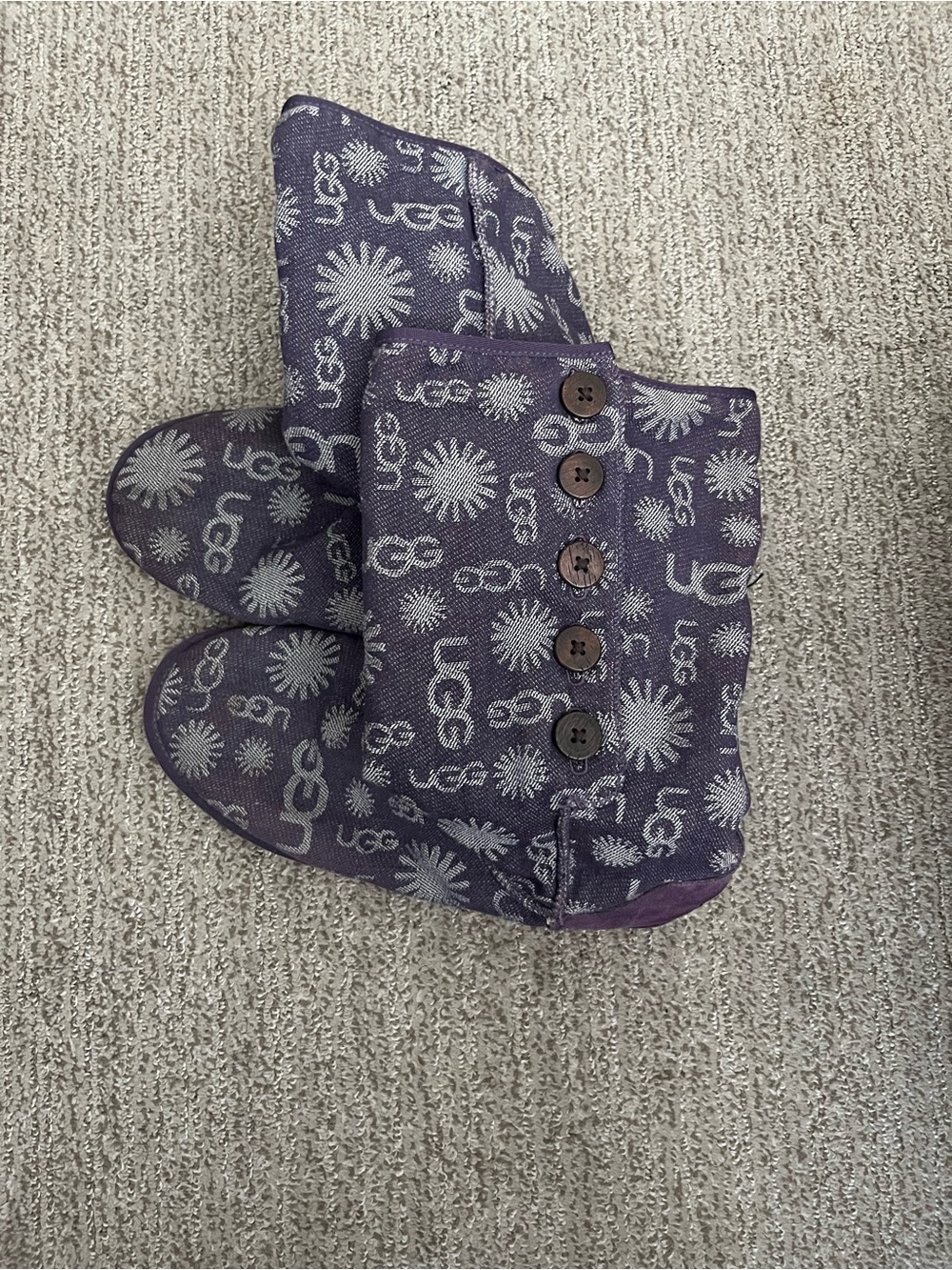 UGG Purple Logo-Print Button Boot Slippers